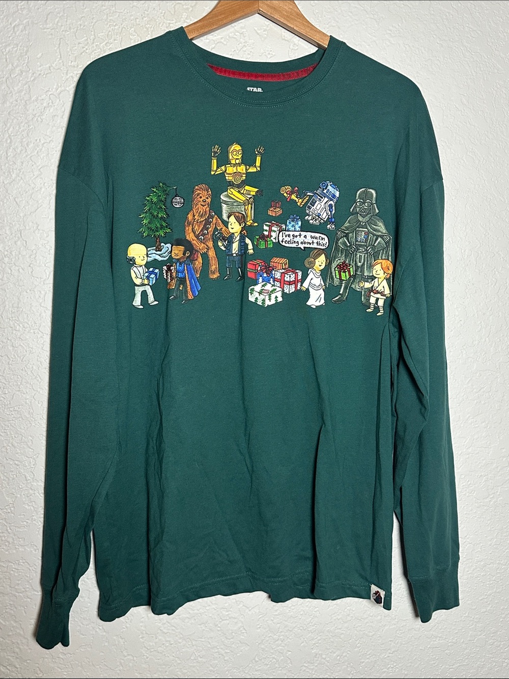 Men’s Star Wars Christmas Tee Long Sleeve T-Shirt Graphic Green Ugly Christmas